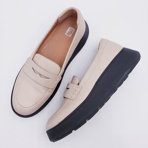 Fitflop Beige and Black Platform Loafers
